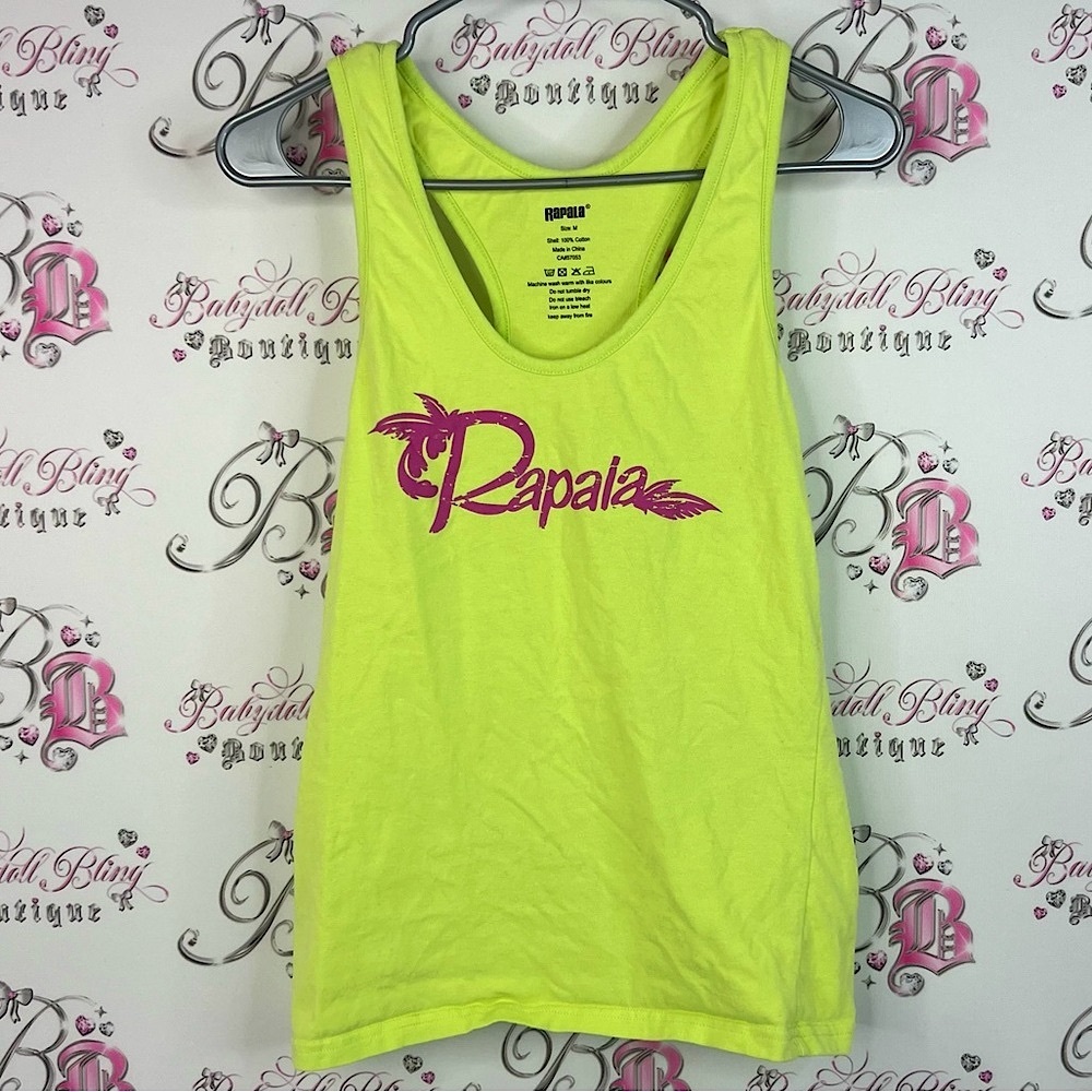 Rapala tank top neon green Women's Bright Yellow Tank Top pink graphic logo
